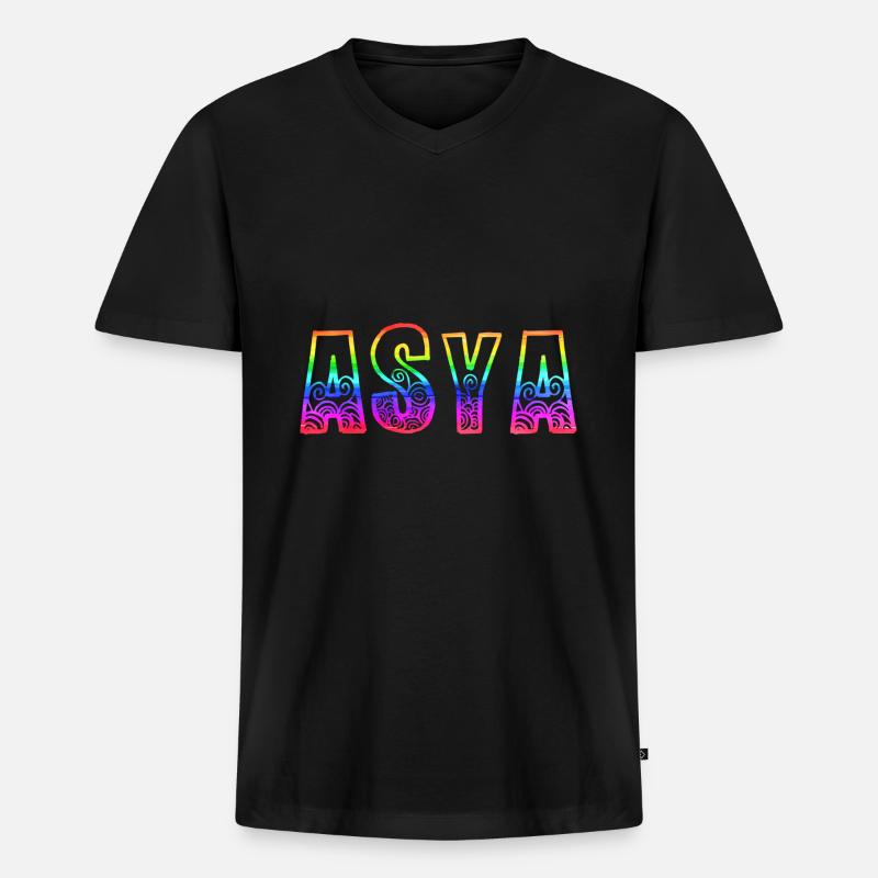 asya rs regenbogen - Männer Premium Bio T-Shirt mit V-Ausschnitt - Schwarz