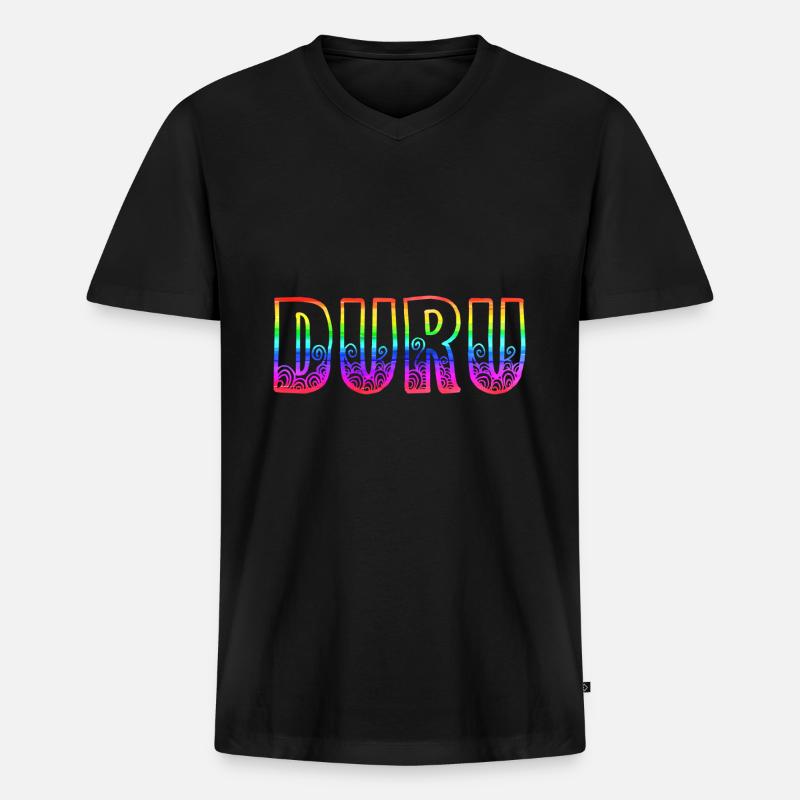 duru rs regenbogen - Männer Premium Bio T-Shirt mit V-Ausschnitt - Schwarz