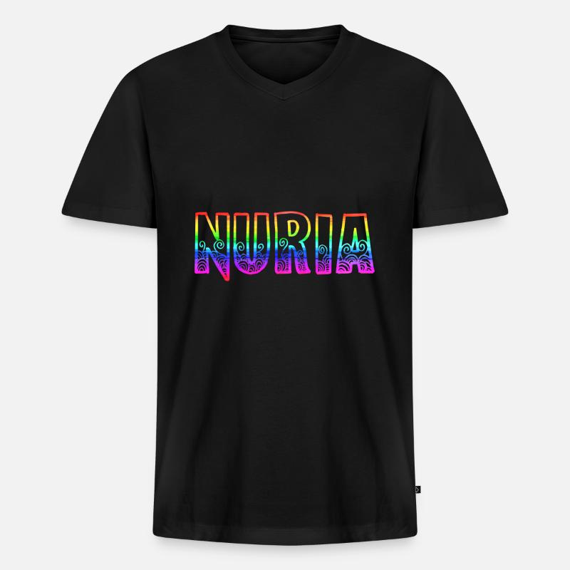 nuria rs regenbogen - Männer Premium Bio T-Shirt mit V-Ausschnitt - Schwarz