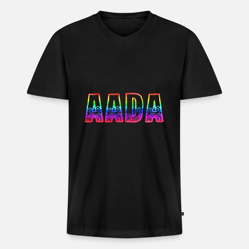 aada rs regenbogen - Männer Premium Bio T-Shirt mit V-Ausschnitt - Schwarz