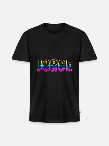 Jorge RS Rainbow - Men's Premium Organic T-shirt with V-neck - black