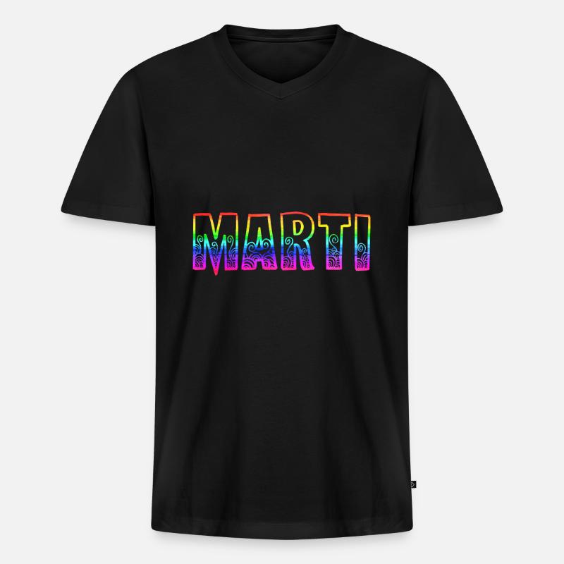 marti rs regenbogen - Männer Premium Bio T-Shirt mit V-Ausschnitt - Schwarz