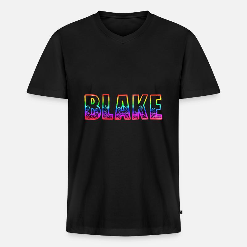 blake rs regenbogen - Männer Premium Bio T-Shirt mit V-Ausschnitt - Schwarz