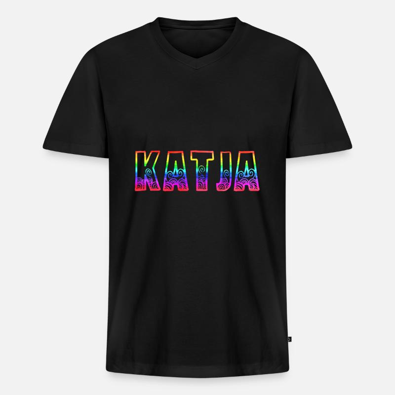 katja rs regenbogen - Männer Premium Bio T-Shirt mit V-Ausschnitt - Schwarz