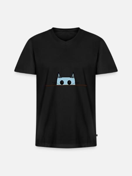 Cat Comic Table - Men's Premium Organic T-shirt with V-neck - black