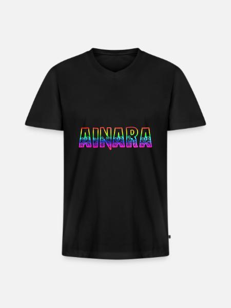 ainara rs rainbow - Men's Premium Organic T-shirt with V-neck - black