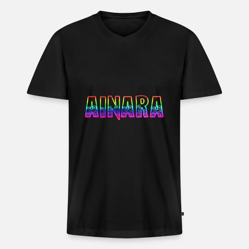 ainara rs regenbogen - Männer Premium Bio T-Shirt mit V-Ausschnitt - Schwarz