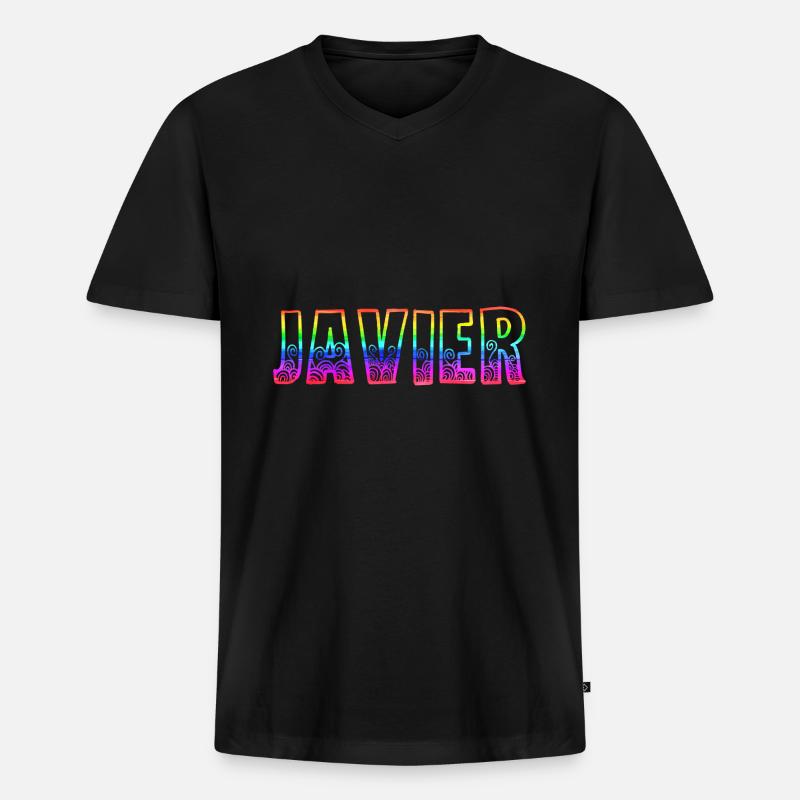 javier rs regenbogen - Männer Premium Bio T-Shirt mit V-Ausschnitt - Schwarz