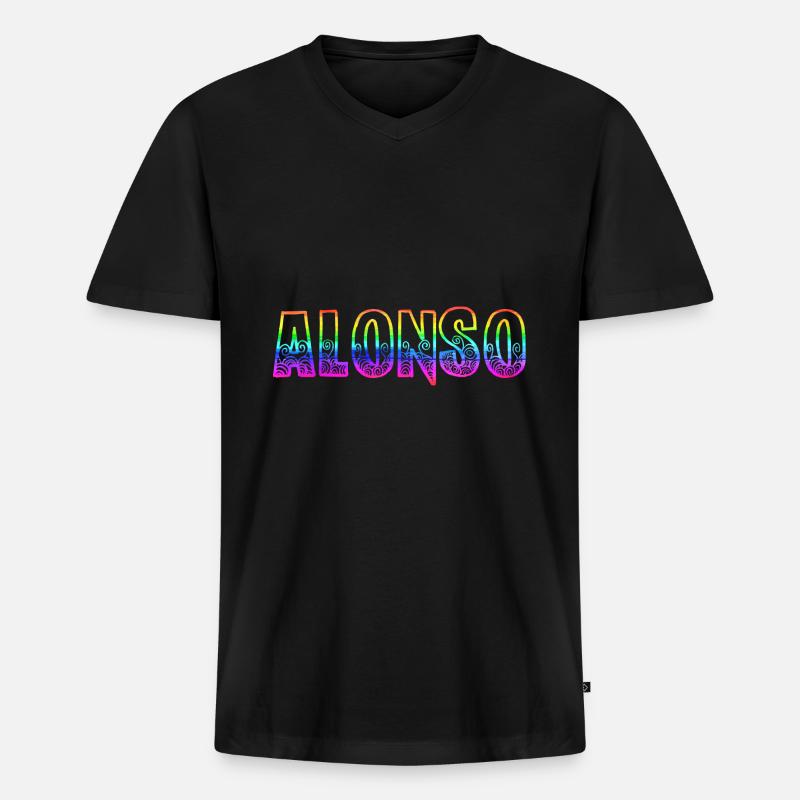 alonso rs regenbogen - Männer Premium Bio T-Shirt mit V-Ausschnitt - Schwarz