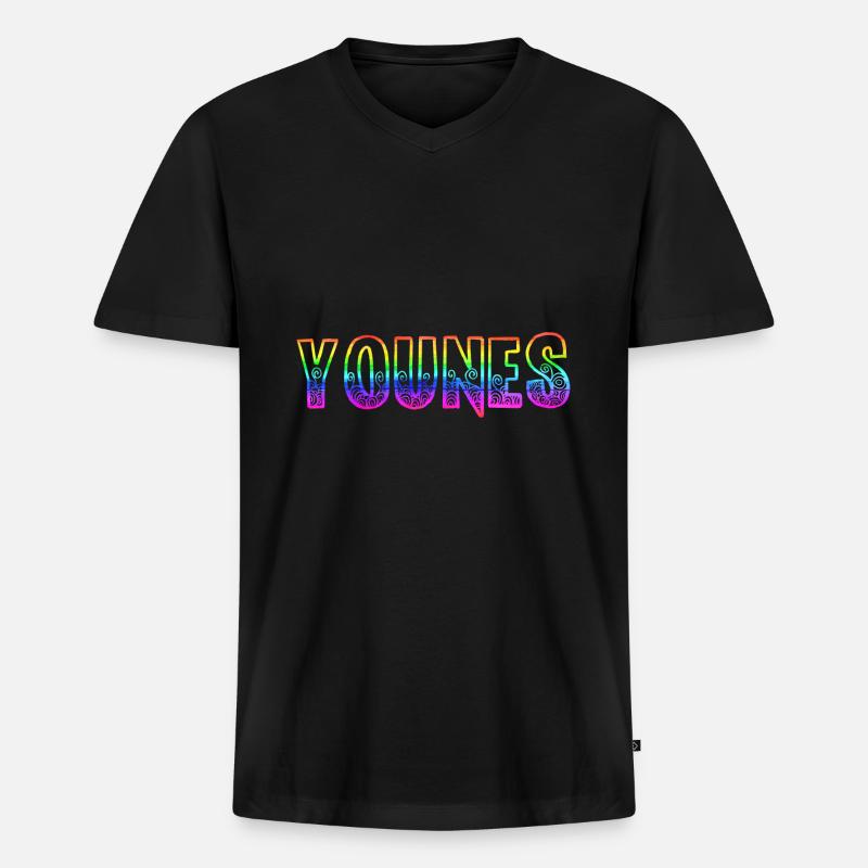 younes rs regenbogen - Männer Premium Bio T-Shirt mit V-Ausschnitt - Schwarz