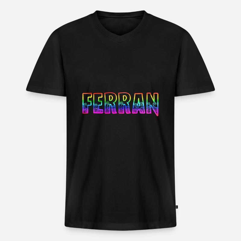 ferran rs regenbogen - Männer Premium Bio T-Shirt mit V-Ausschnitt - Schwarz