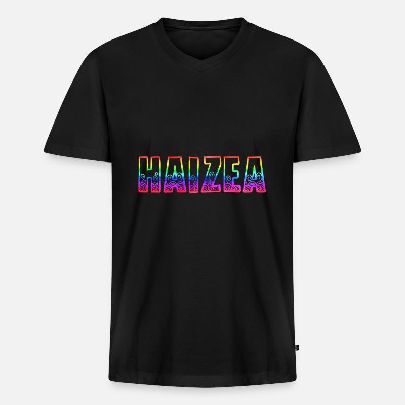 haizea rs regenbogen - Männer Premium Bio T-Shirt mit V-Ausschnitt - Schwarz