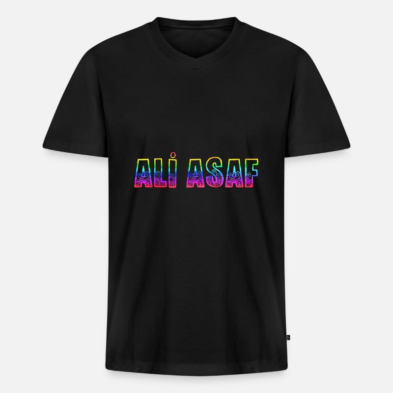 ali asaf rs regenbogen - Männer Premium Bio T-Shirt mit V-Ausschnitt - Schwarz