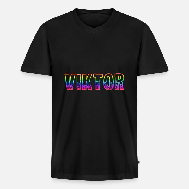 viktor rs regenbogen - Männer Premium Bio T-Shirt mit V-Ausschnitt - Schwarz
