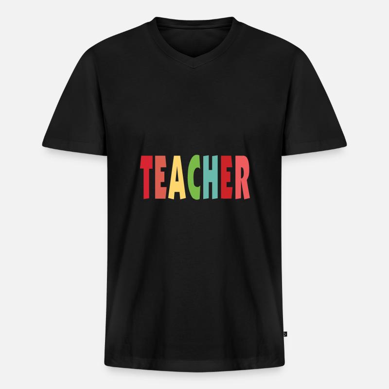 Lehrer Einschulung Unterrichten Lernen Geschenk - Männer Premium Bio T-Shirt mit V-Ausschnitt - Schwarz