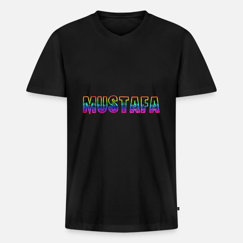 mustafa rs regenbogen - Männer Premium Bio T-Shirt mit V-Ausschnitt - Schwarz