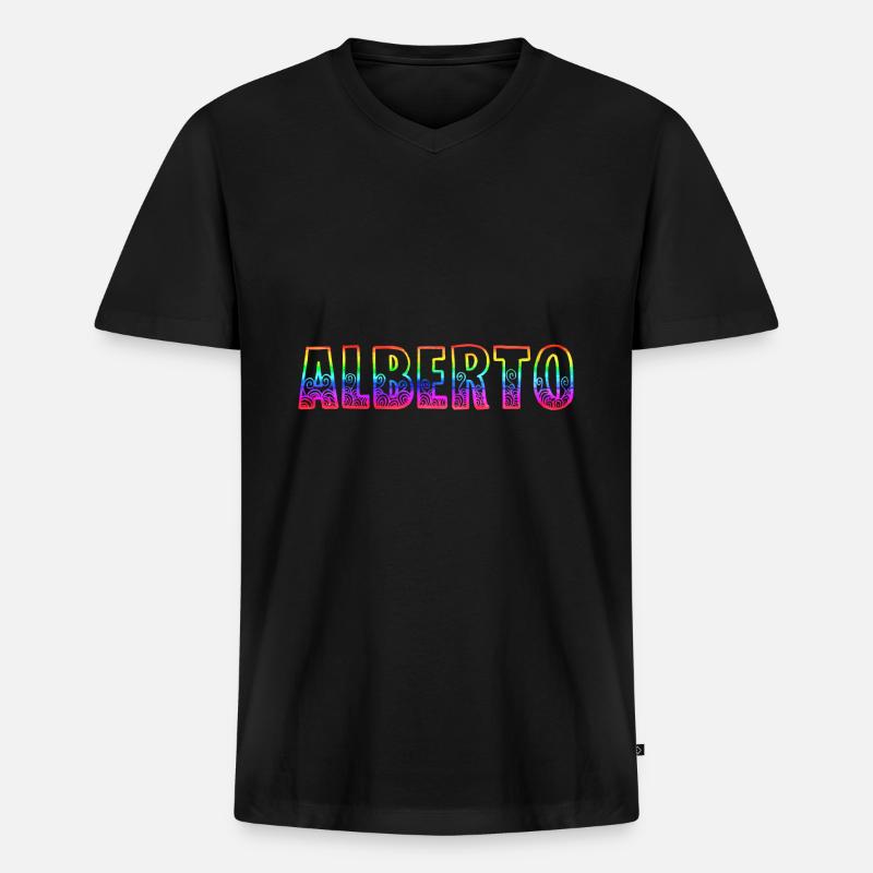 alberto rs regenbogen - Männer Premium Bio T-Shirt mit V-Ausschnitt - Schwarz