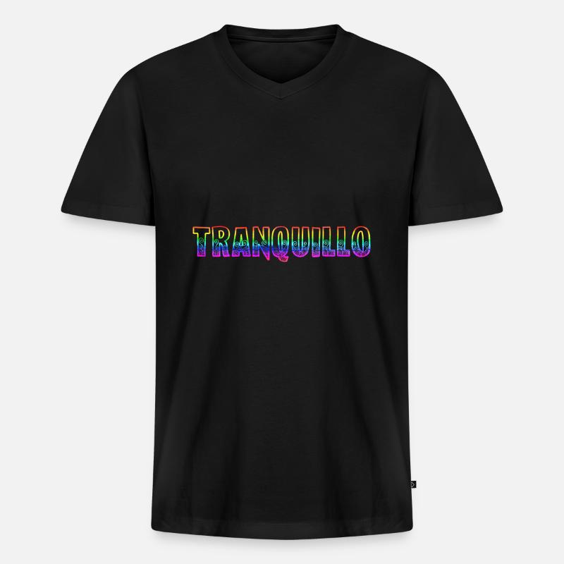 tranquillo rs regenbogen - Männer Premium Bio T-Shirt mit V-Ausschnitt - Schwarz