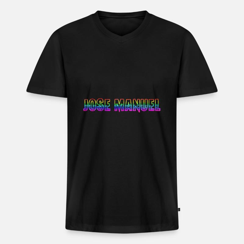jose manuel rs regenbogen - Männer Premium Bio T-Shirt mit V-Ausschnitt - Schwarz