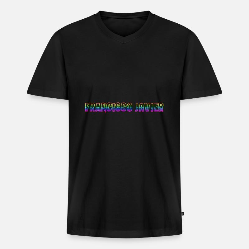 francisco javier rs regenbogen - Männer Premium Bio T-Shirt mit V-Ausschnitt - Schwarz