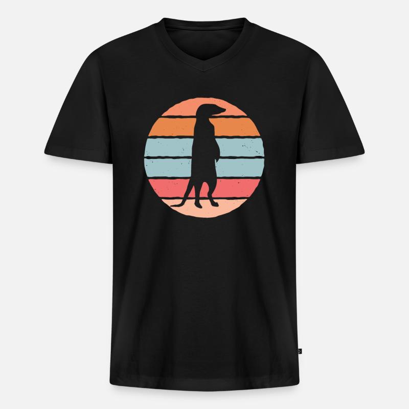Erdmännchen - Männer Premium Bio T-Shirt mit V-Ausschnitt - Schwarz