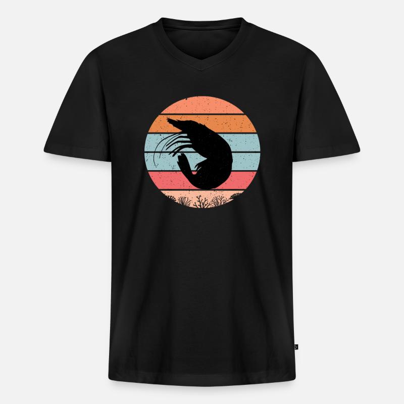 Garnele - Männer Premium Bio T-Shirt mit V-Ausschnitt - Schwarz