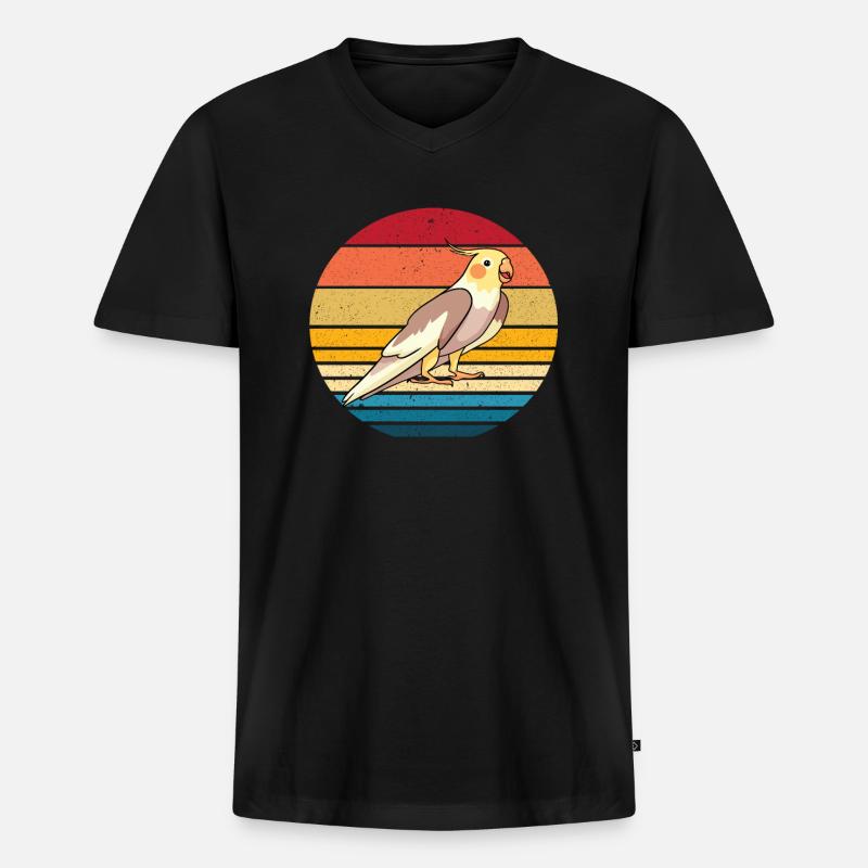 Nymphensittich - Männer Premium Bio T-Shirt mit V-Ausschnitt - Schwarz