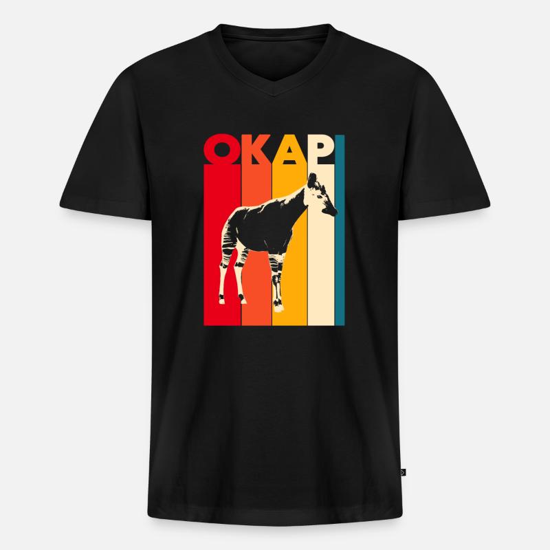 Okapi - Männer Premium Bio T-Shirt mit V-Ausschnitt - Schwarz