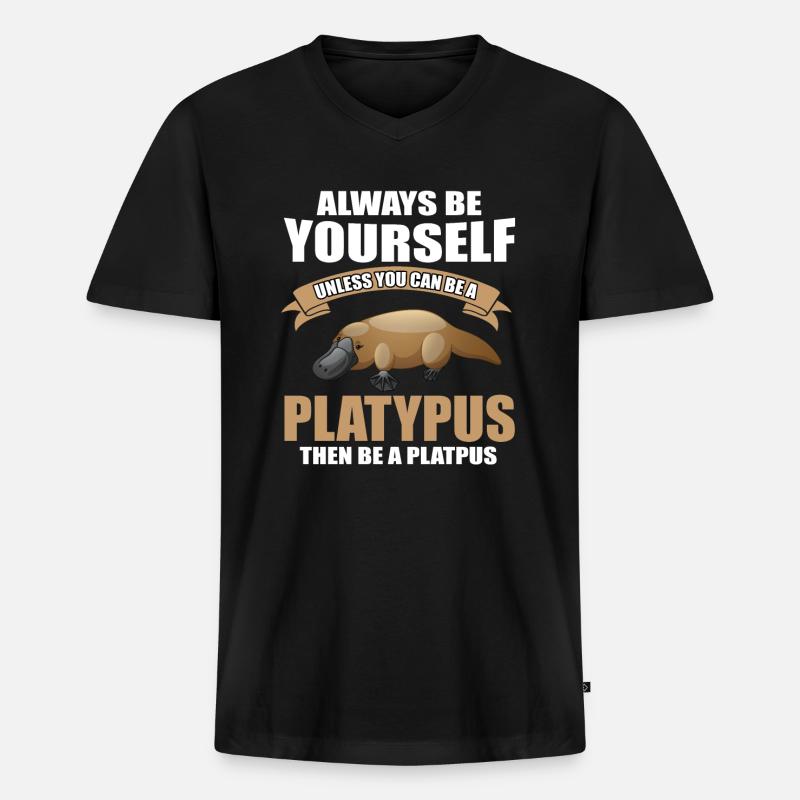 Schnabeltier Spruch - Männer Premium Bio T-Shirt mit V-Ausschnitt - Schwarz