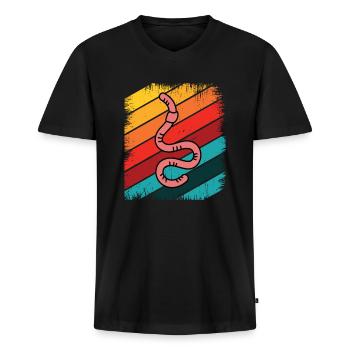 earthworm - Men's Premium Organic T-shirt with V-neck - black - Front - Nico (187cm)
