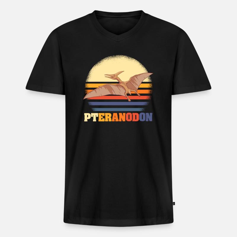 Pteranodon Retro Dinosaurier - Männer Premium Bio T-Shirt mit V-Ausschnitt - Schwarz