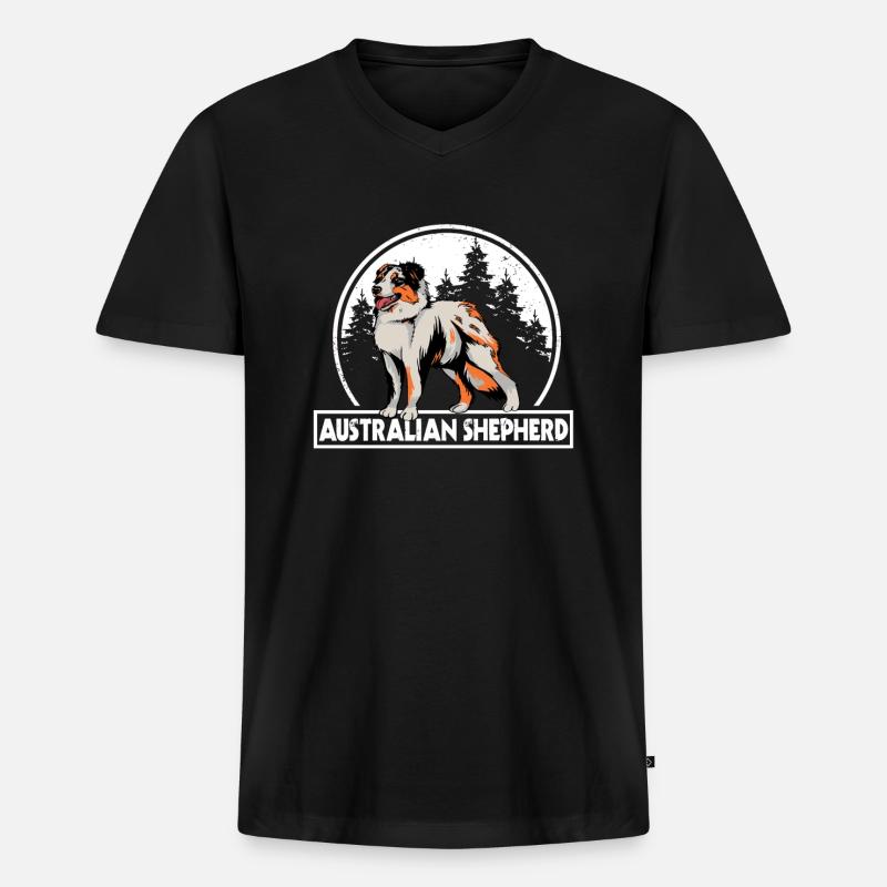 Australian Shepherd - Männer Premium Bio T-Shirt mit V-Ausschnitt - Schwarz