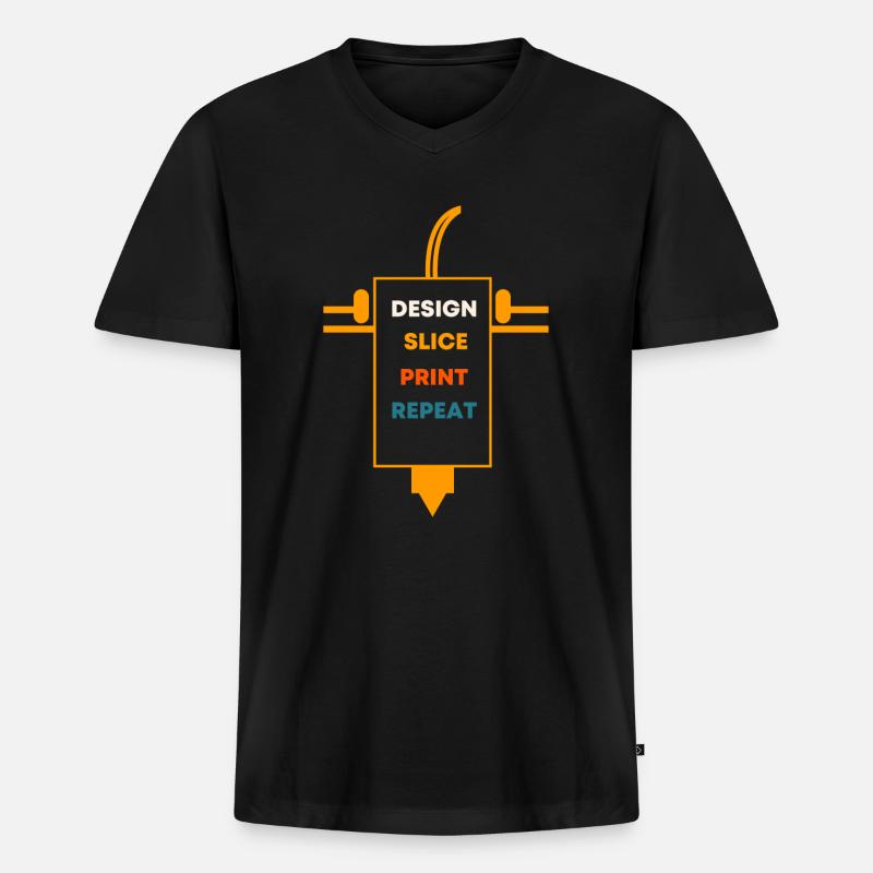 3D Druck - Männer Premium Bio T-Shirt mit V-Ausschnitt - Schwarz