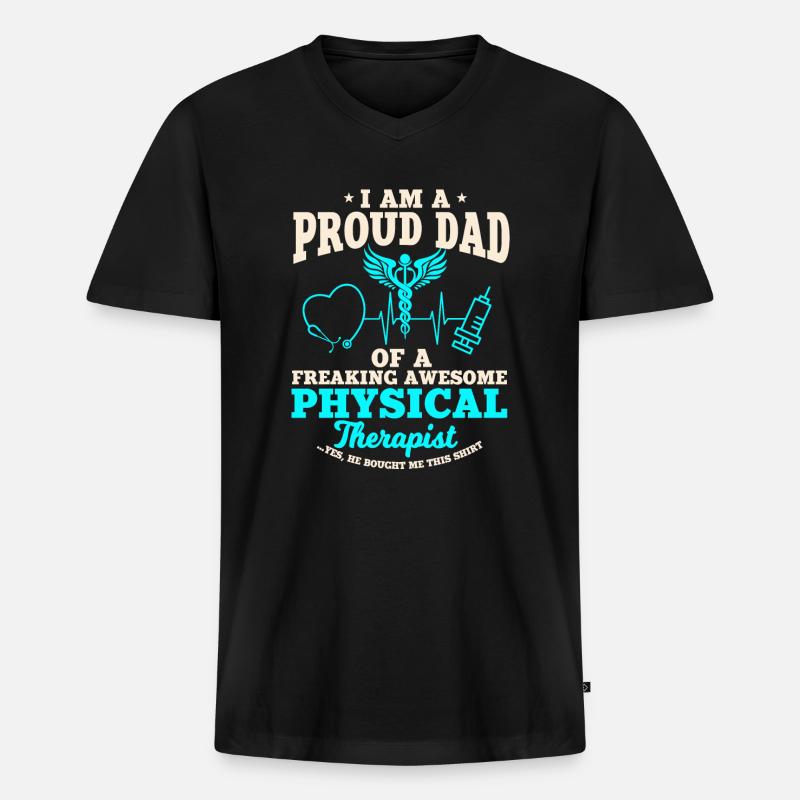 Papa eines Physiotherapeuten - Männer Premium Bio T-Shirt mit V-Ausschnitt - Schwarz