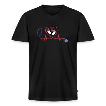 Kinderkrankenschwester - Männer Premium Bio T-Shirt mit V-Ausschnitt - Schwarz - Vorne - Nico (187cm)