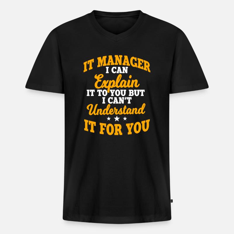 IT Manager - Männer Premium Bio T-Shirt mit V-Ausschnitt - Schwarz