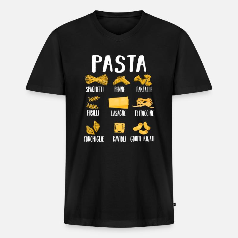 Pasta - Männer Premium Bio T-Shirt mit V-Ausschnitt - Schwarz