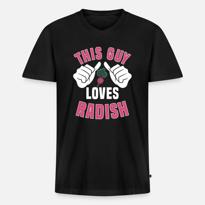 Radieschen Liebhaber - Männer Premium Bio T-Shirt mit V-Ausschnitt - Schwarz