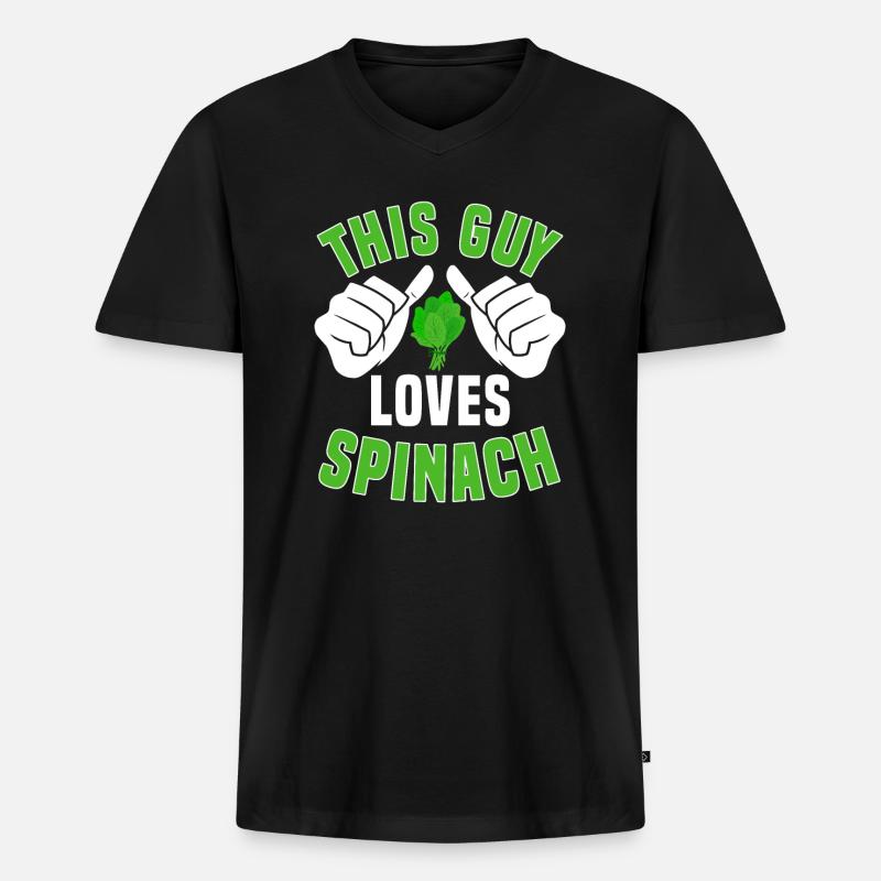 Spinat Liebhaber - Männer Premium Bio T-Shirt mit V-Ausschnitt - Schwarz