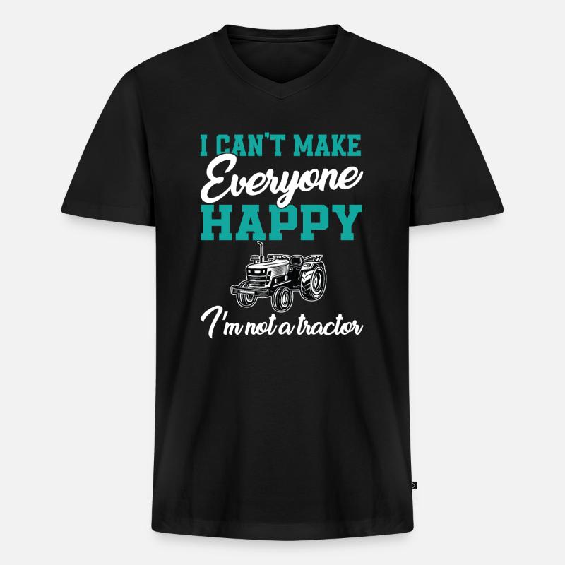 Traktor - Männer Premium Bio T-Shirt mit V-Ausschnitt - Schwarz