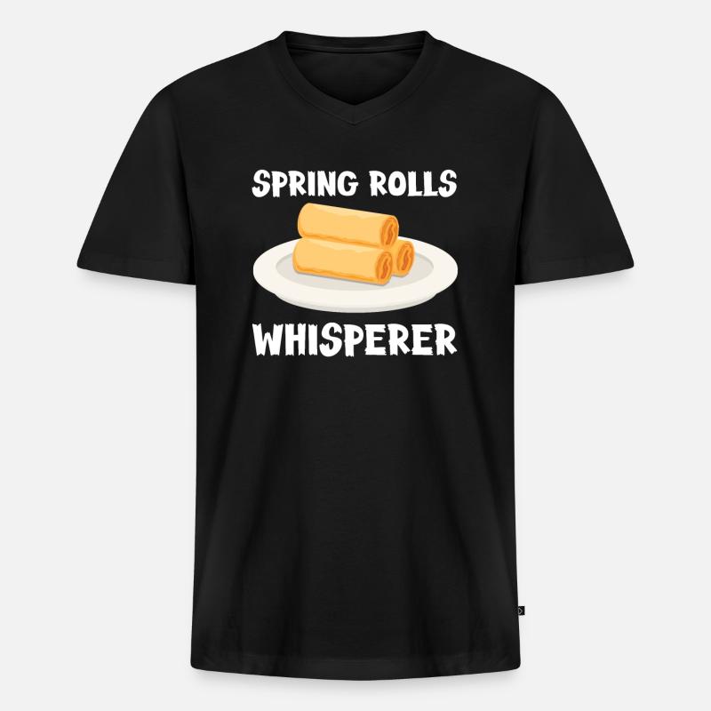 Spring Rolls Whisperer - Men's Premium Organic T-shirt with V-neck - black