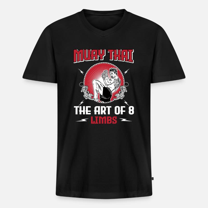 Muay Thai - Männer Premium Bio T-Shirt mit V-Ausschnitt - Schwarz