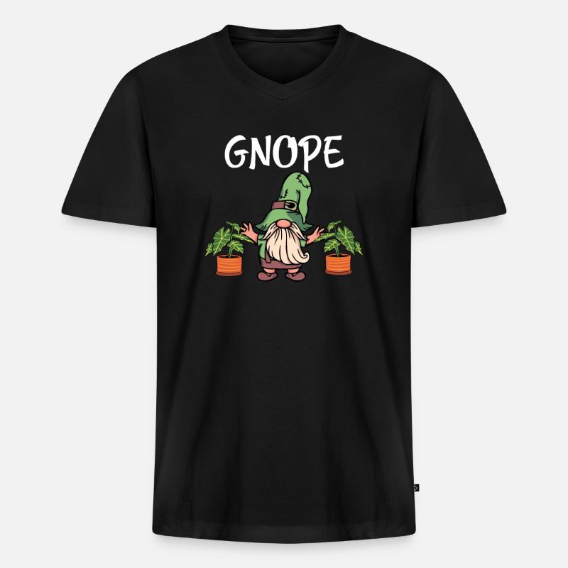 Gartenzwerg Gnope - Männer Premium Bio T-Shirt mit V-Ausschnitt - Schwarz