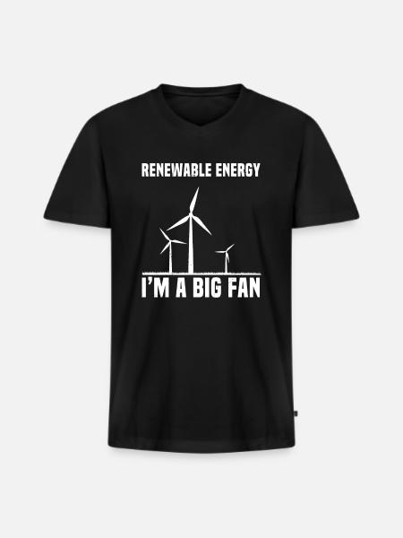 Éolienne d’énergie renouvelable - T-shirt encolure en V Premium bio Homme - noir