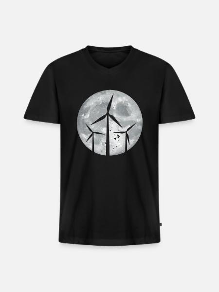Éolienne - T-shirt encolure en V Premium bio Homme - noir