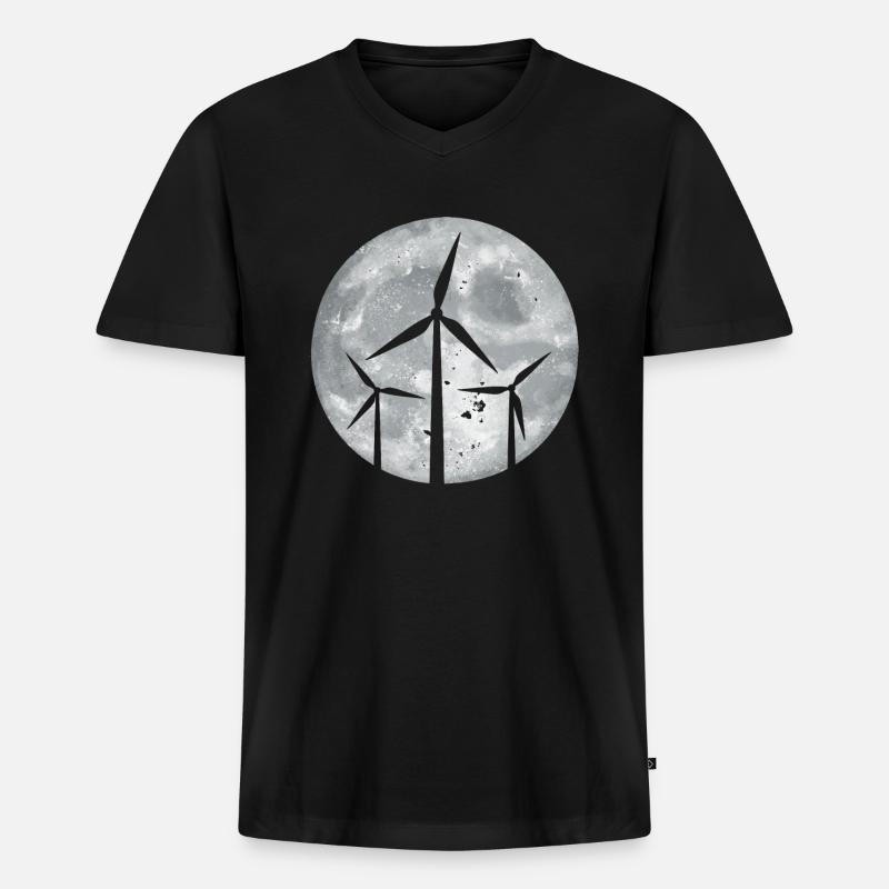 Windkraftanlage - Männer Premium Bio T-Shirt mit V-Ausschnitt - Schwarz