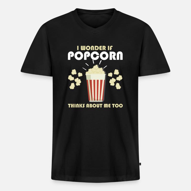 Popcorn Geschenk - Männer Premium Bio T-Shirt mit V-Ausschnitt - Schwarz