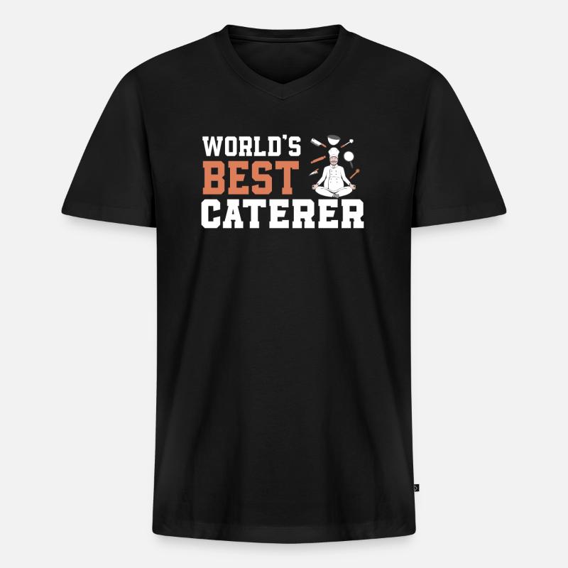 Caterer Geschenk Catering - Männer Premium Bio T-Shirt mit V-Ausschnitt - Schwarz