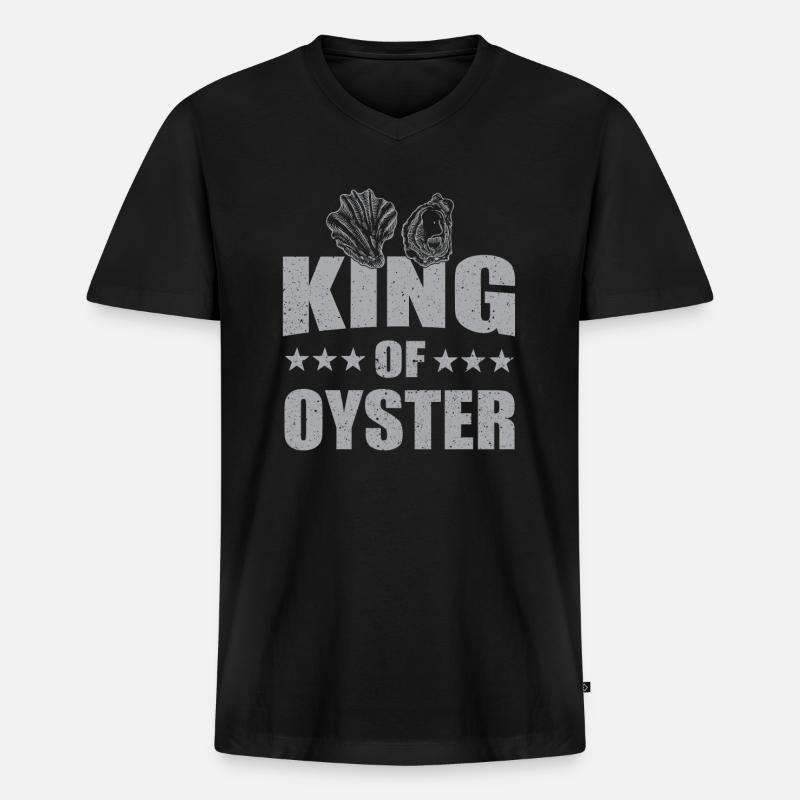 König Der Auster - Männer Premium Bio T-Shirt mit V-Ausschnitt - Schwarz