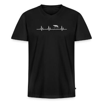 Mücke Herzschlag - Männer Premium Bio T-Shirt mit V-Ausschnitt - Schwarz - Vorne - Nico (187cm)